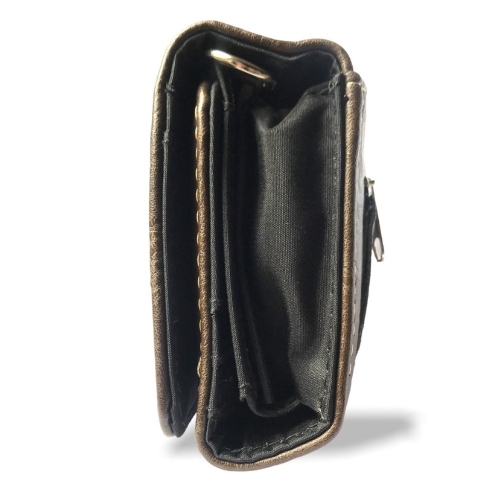 1️⃣LEFT New Hand Tooled Western Turquoise Silver Stud Wristlet Wallet Clutch Bag - Picture 5 of 8